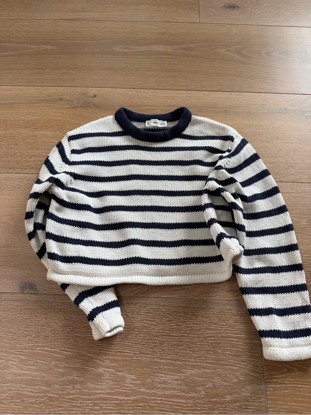 Mango Navy & Cream Striped Crewneck Sweater